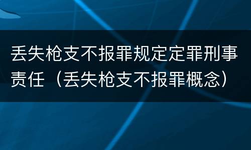 丢失枪支不报罪规定定罪刑事责任（丢失枪支不报罪概念）