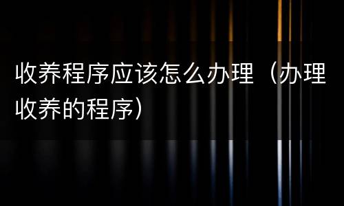 收养程序应该怎么办理（办理收养的程序）