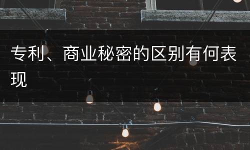 专利、商业秘密的区别有何表现