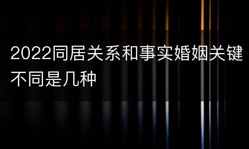 2022同居关系和事实婚姻关键不同是几种