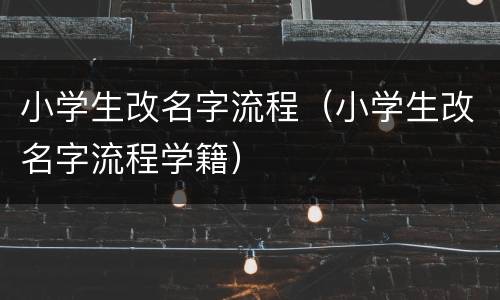 小学生改名字流程（小学生改名字流程学籍）