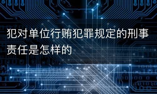 犯对单位行贿犯罪规定的刑事责任是怎样的