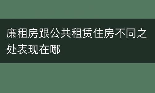 廉租房跟公共租赁住房不同之处表现在哪
