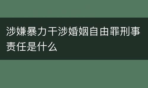 涉嫌暴力干涉婚姻自由罪刑事责任是什么