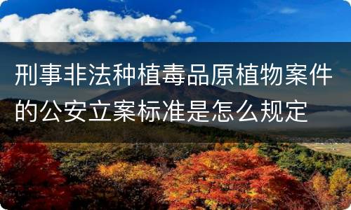 刑事非法种植毒品原植物案件的公安立案标准是怎么规定