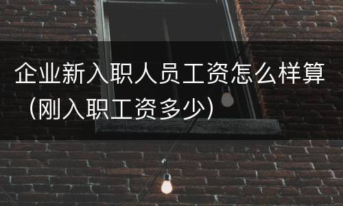 企业新入职人员工资怎么样算（刚入职工资多少）