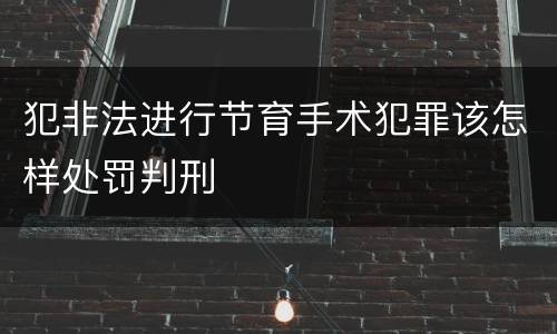 犯非法进行节育手术犯罪该怎样处罚判刑