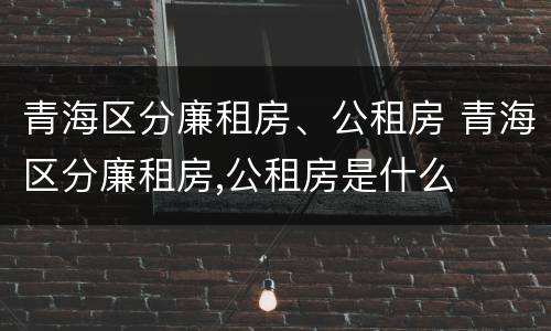 青海区分廉租房、公租房 青海区分廉租房,公租房是什么