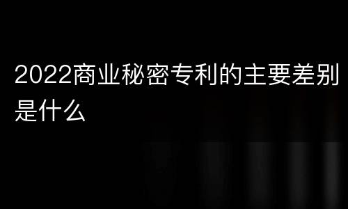2022商业秘密专利的主要差别是什么