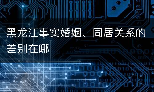 黑龙江事实婚姻、同居关系的差别在哪