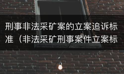 刑事非法采矿案的立案追诉标准（非法采矿刑事案件立案标准）