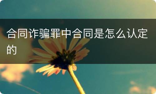 合同诈骗罪中合同是怎么认定的