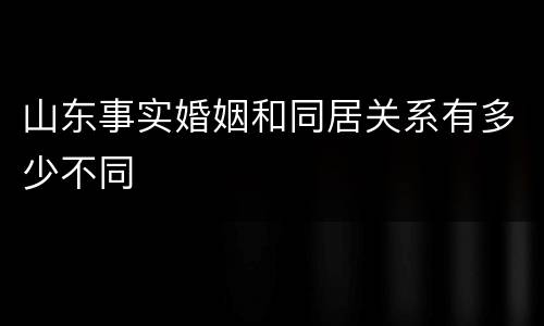 山东事实婚姻和同居关系有多少不同