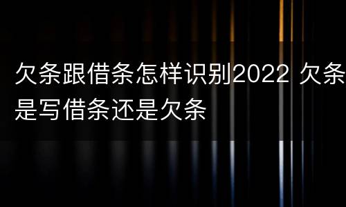 欠条跟借条怎样识别2022 欠条是写借条还是欠条