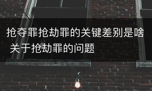 抢夺罪抢劫罪的关键差别是啥 关于抢劫罪的问题