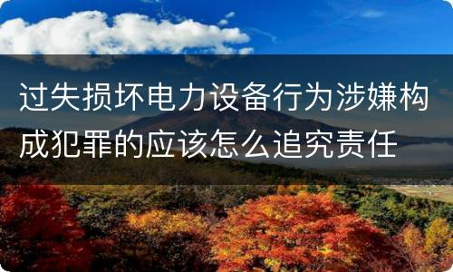过失损坏电力设备行为涉嫌构成犯罪的应该怎么追究责任