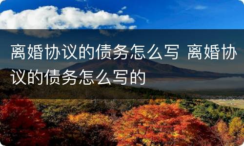 离婚协议的债务怎么写 离婚协议的债务怎么写的