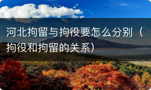 河北拘留与拘役要怎么分别（拘役和拘留的关系）