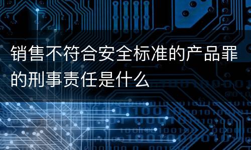 销售不符合安全标准的产品罪的刑事责任是什么