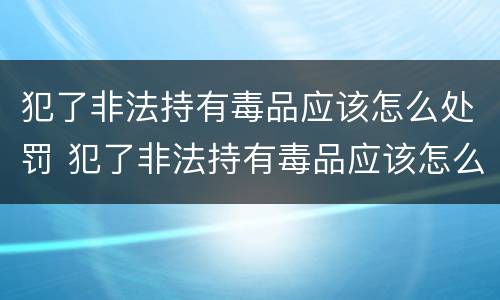 犯了非法持有毒品应该怎么处罚 犯了非法持有毒品应该怎么处罚呢