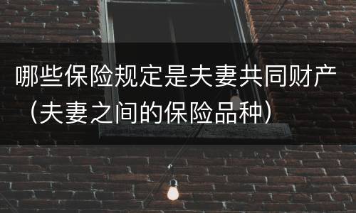哪些保险规定是夫妻共同财产（夫妻之间的保险品种）