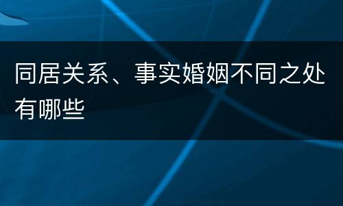 同居关系、事实婚姻不同之处有哪些