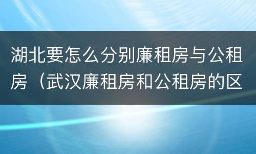 湖北要怎么分别廉租房与公租房（武汉廉租房和公租房的区别）