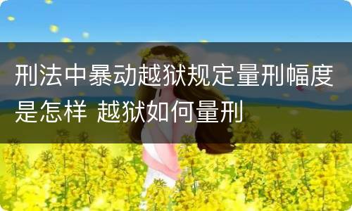 刑法中暴动越狱规定量刑幅度是怎样 越狱如何量刑