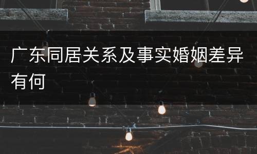广东同居关系及事实婚姻差异有何
