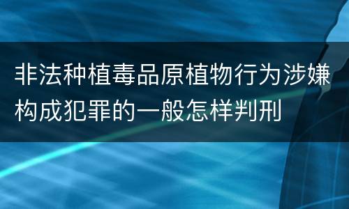 非法种植毒品原植物行为涉嫌构成犯罪的一般怎样判刑