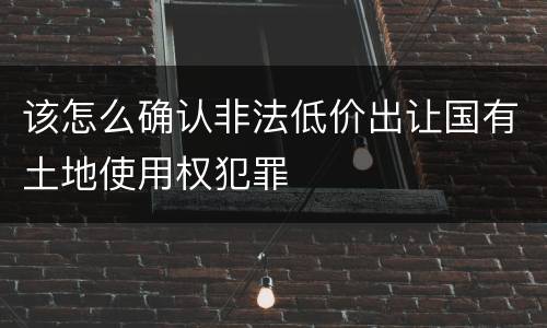 该怎么确认非法低价出让国有土地使用权犯罪