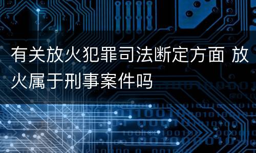 有关放火犯罪司法断定方面 放火属于刑事案件吗