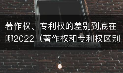 著作权、专利权的差别到底在哪2022（著作权和专利权区别）