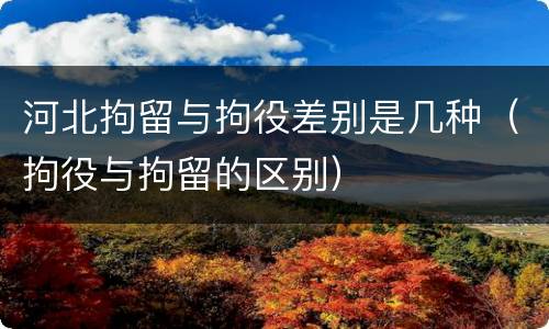 河北拘留与拘役差别是几种（拘役与拘留的区别）