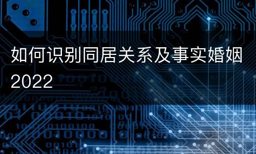 如何识别同居关系及事实婚姻2022