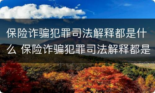 保险诈骗犯罪司法解释都是什么 保险诈骗犯罪司法解释都是什么类型