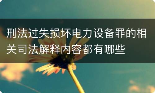 刑法过失损坏电力设备罪的相关司法解释内容都有哪些