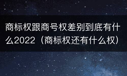 商标权跟商号权差别到底有什么2022（商标权还有什么权）