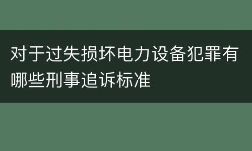 对于过失损坏电力设备犯罪有哪些刑事追诉标准