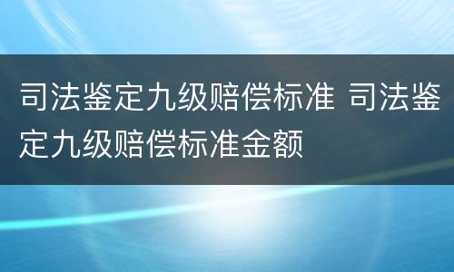 司法鉴定九级赔偿标准 司法鉴定九级赔偿标准金额