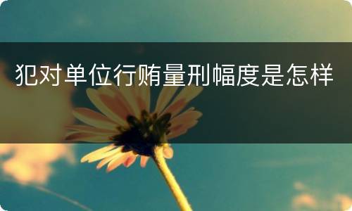 犯对单位行贿量刑幅度是怎样