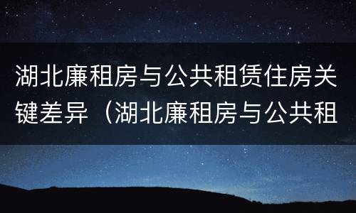 湖北廉租房与公共租赁住房关键差异（湖北廉租房与公共租赁住房关键差异分析）
