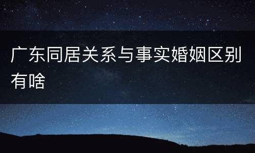 广东同居关系与事实婚姻区别有啥