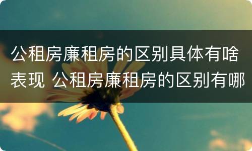 公租房廉租房的区别具体有啥表现 公租房廉租房的区别有哪些
