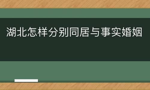 湖北怎样分别同居与事实婚姻