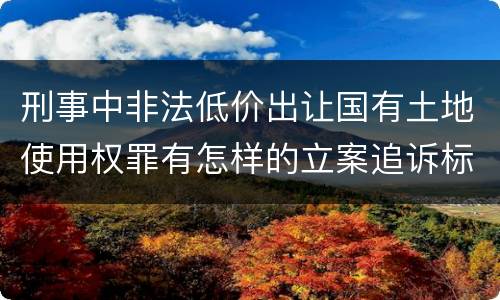 刑事中非法低价出让国有土地使用权罪有怎样的立案追诉标准