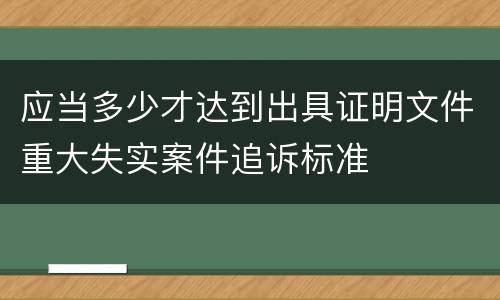 应当多少才达到出具证明文件重大失实案件追诉标准