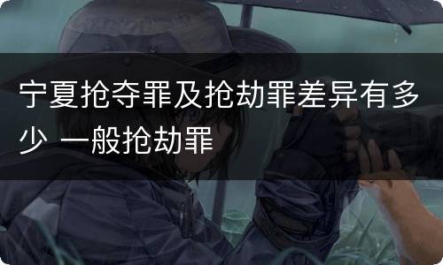 宁夏抢夺罪及抢劫罪差异有多少 一般抢劫罪