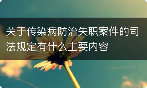 关于传染病防治失职案件的司法规定有什么主要内容