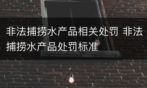 非法捕捞水产品相关处罚 非法捕捞水产品处罚标准
